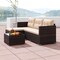 PE Rattan 2-Piece Sectional Sofa Set, Cushioned Seats and Glass Coffee Table